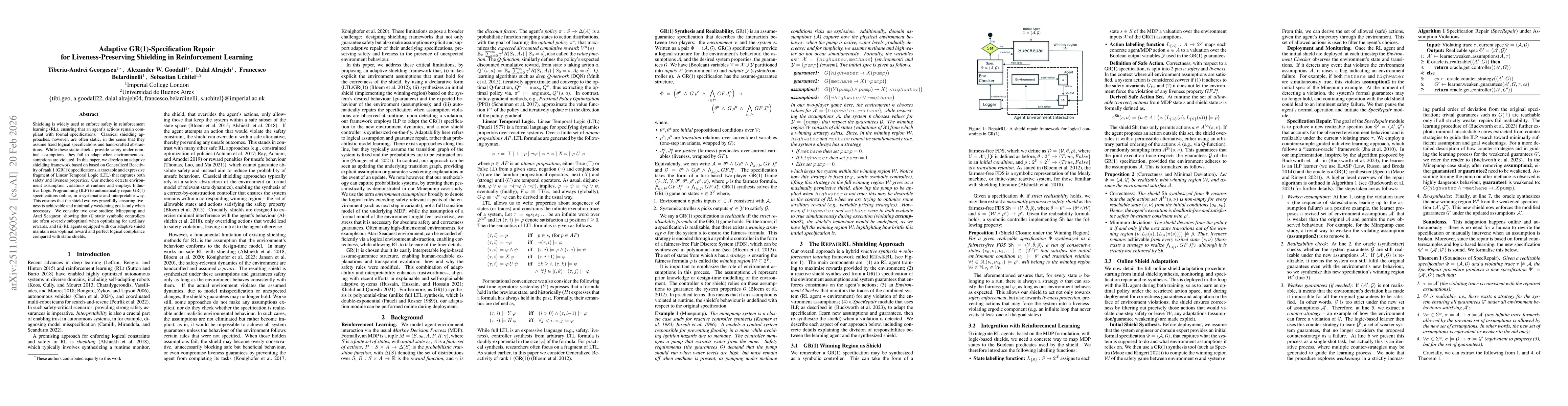 Thumbnail for Adaptive GR(1) Specification Repair for Liveness-Preserving Shielding in Reinforcement Learning