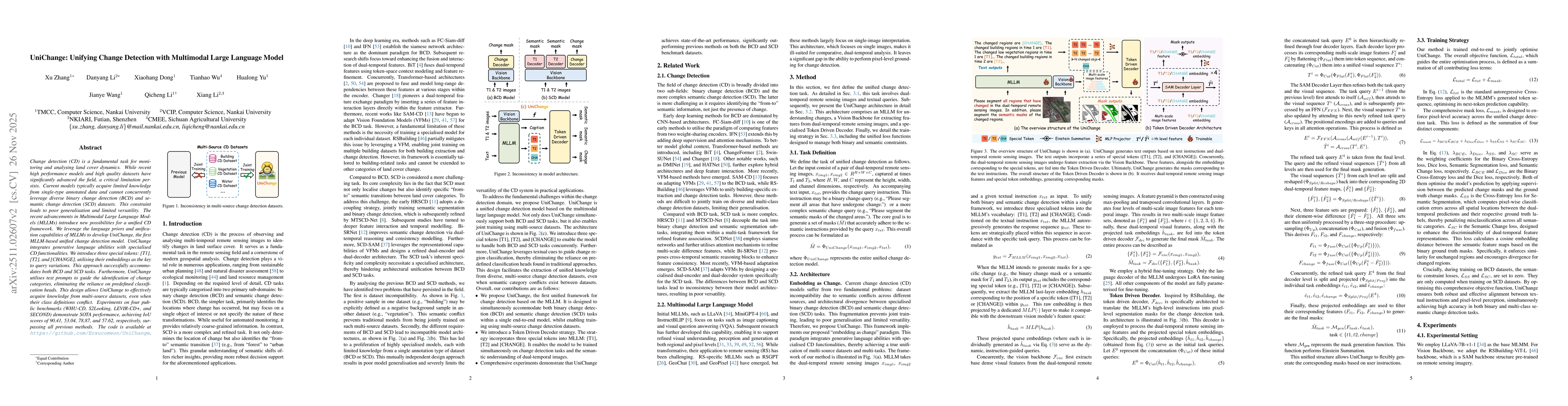 Thumbnail for UniChange: Unifying Change Detection with Multimodal Large Language Model