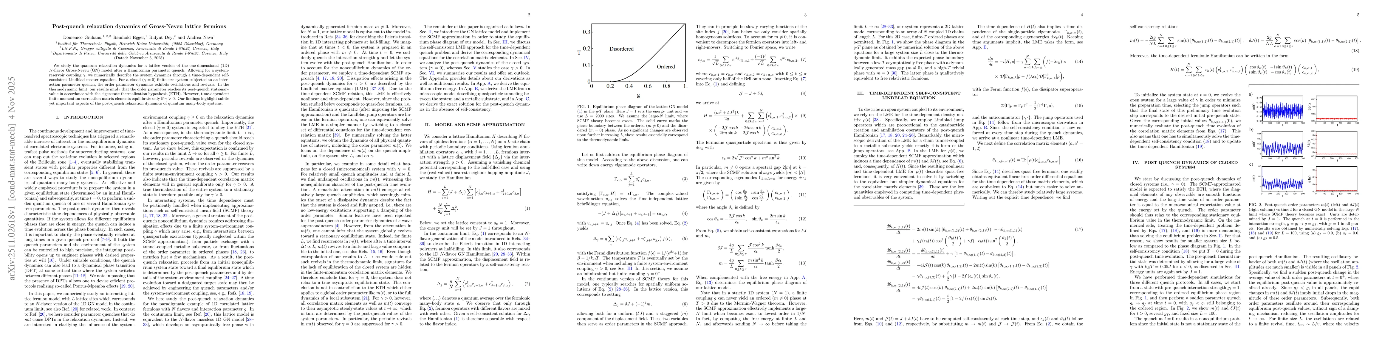 Thumbnail for Post-quench relaxation dynamics of Gross-Neveu lattice fermions