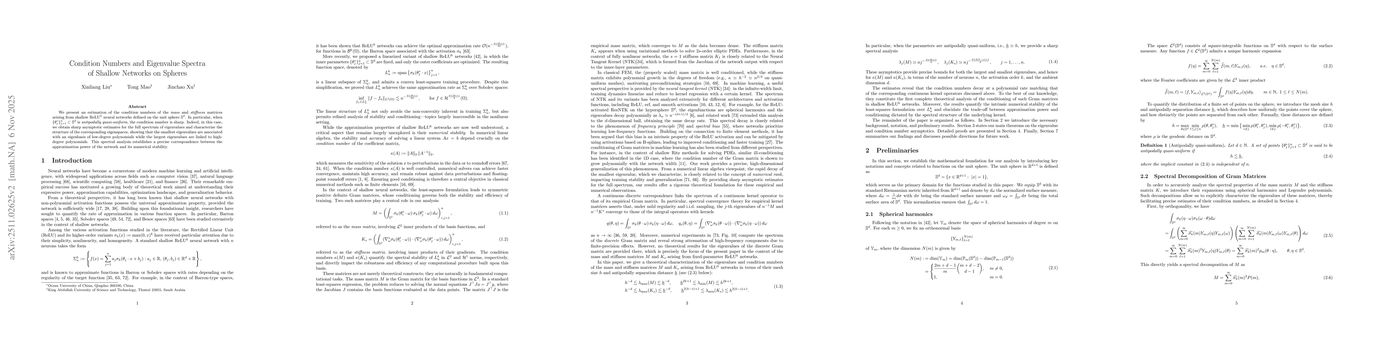 Thumbnail for Condition Numbers and Eigenvalue Spectra of Shallow Networks on Spheres