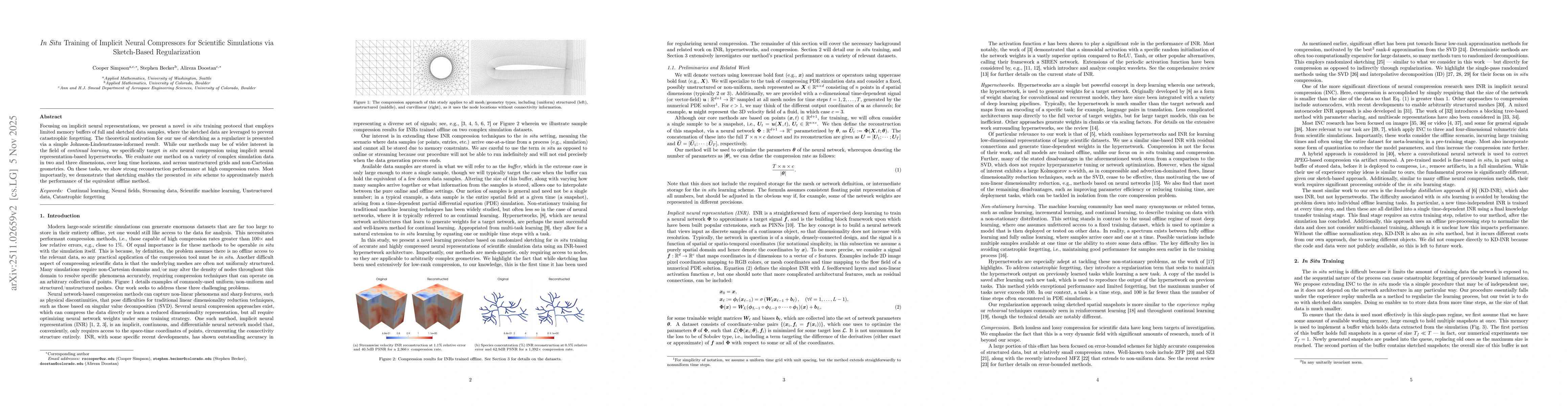 Thumbnail for In Situ Training of Implicit Neural Compressors for Scientific Simulations via Sketch-Based Regularization