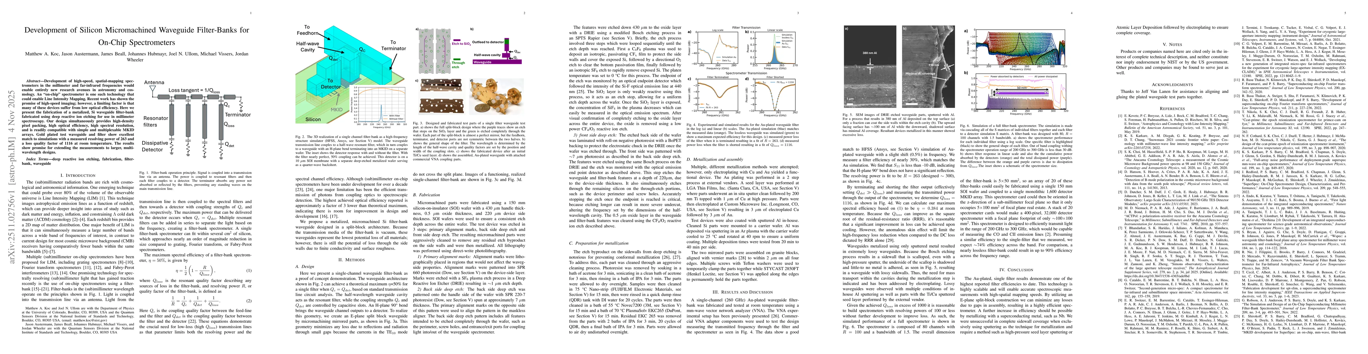Thumbnail for Development of Silicon Micromachined Waveguide Filter-Banks for On-Chip Spectrometers