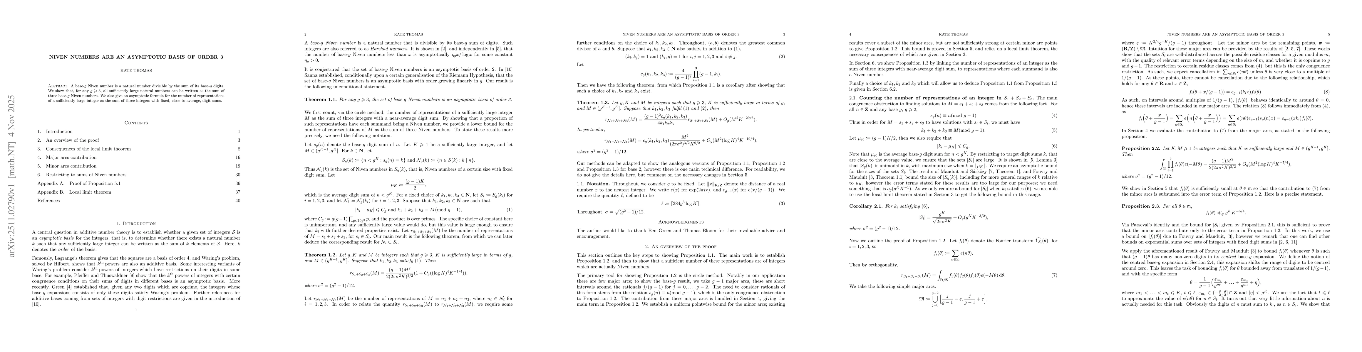 Thumbnail for Niven numbers are an asymptotic basis of order 3