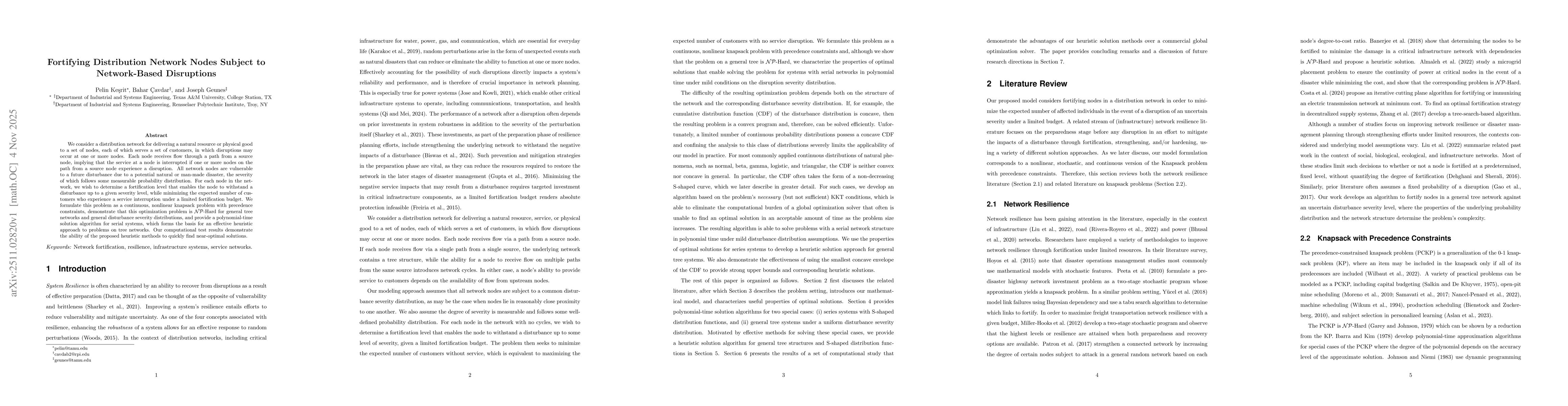 Thumbnail for Fortifying Distribution Network Nodes Subject to Network-Based Disruptions