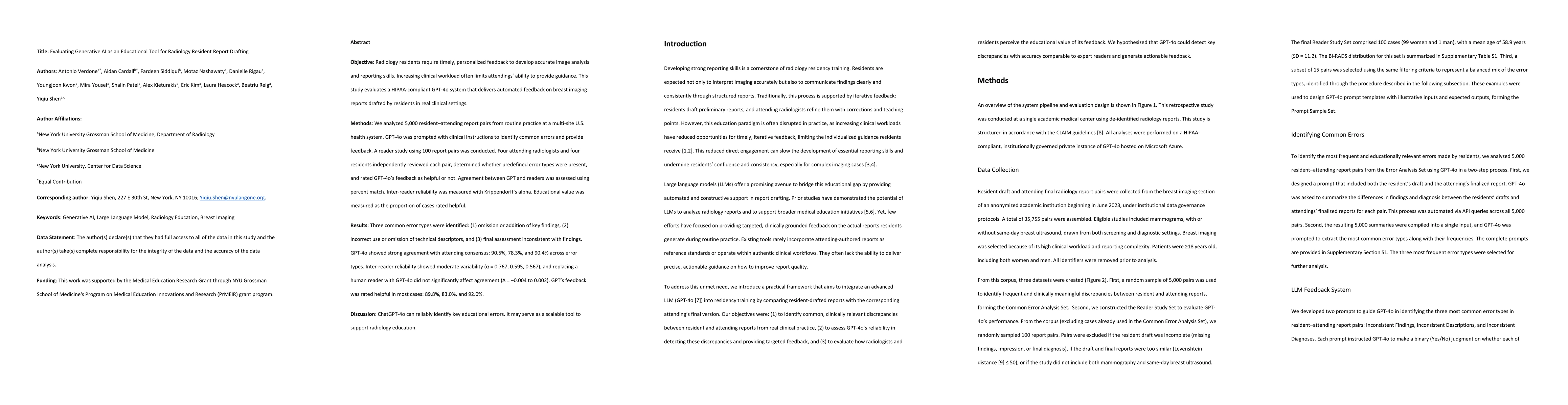 Thumbnail for Evaluating Generative AI as an Educational Tool for Radiology Resident Report Drafting