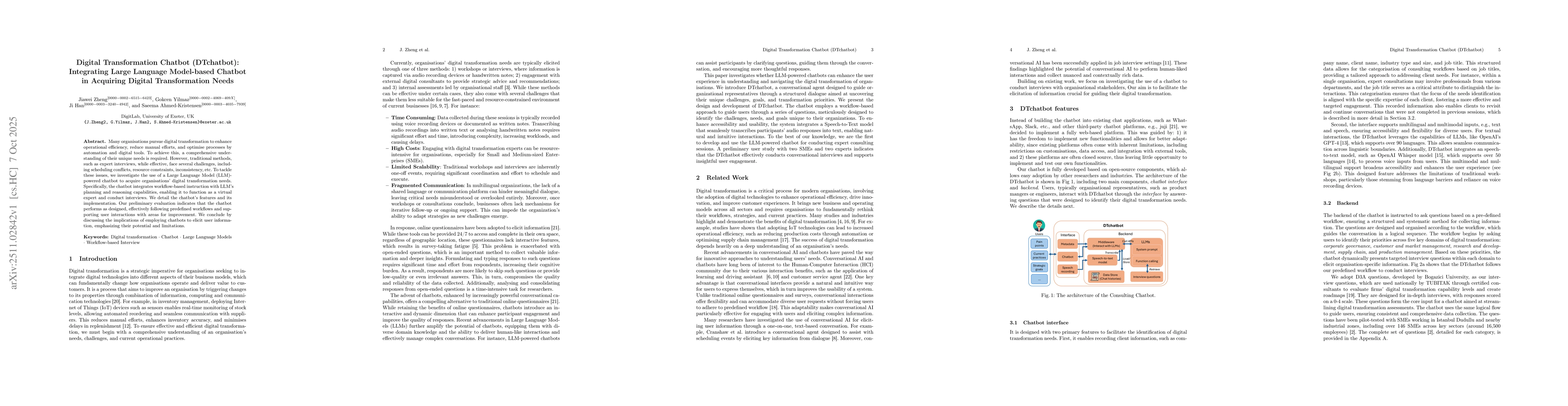 Thumbnail for Digital Transformation Chatbot (DTchatbot): Integrating Large Language Model-based Chatbot in Acquiring Digital Transformation Needs