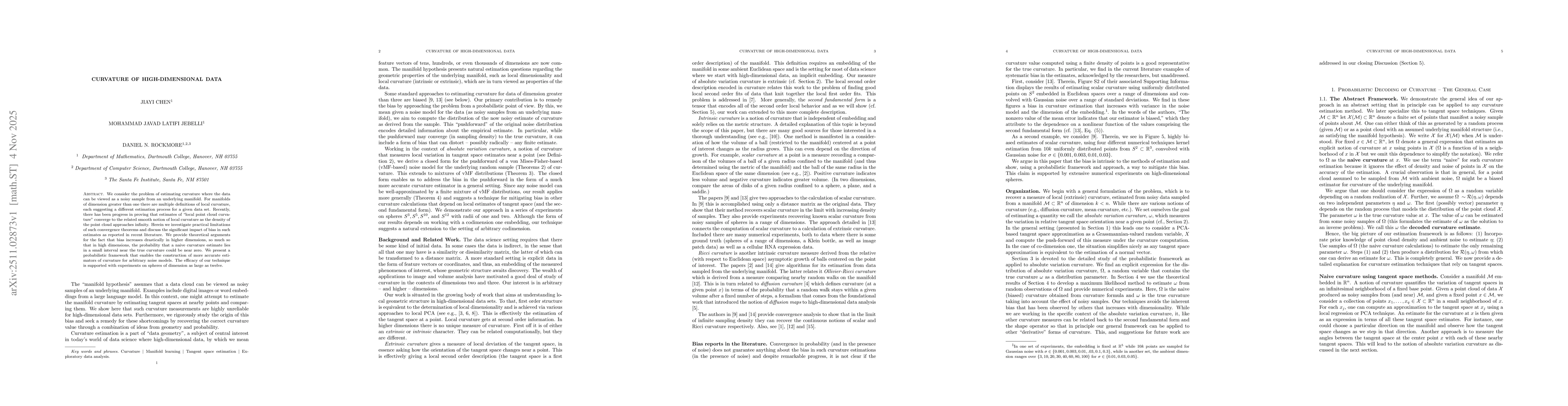 Thumbnail for Curvature of high-dimensional data