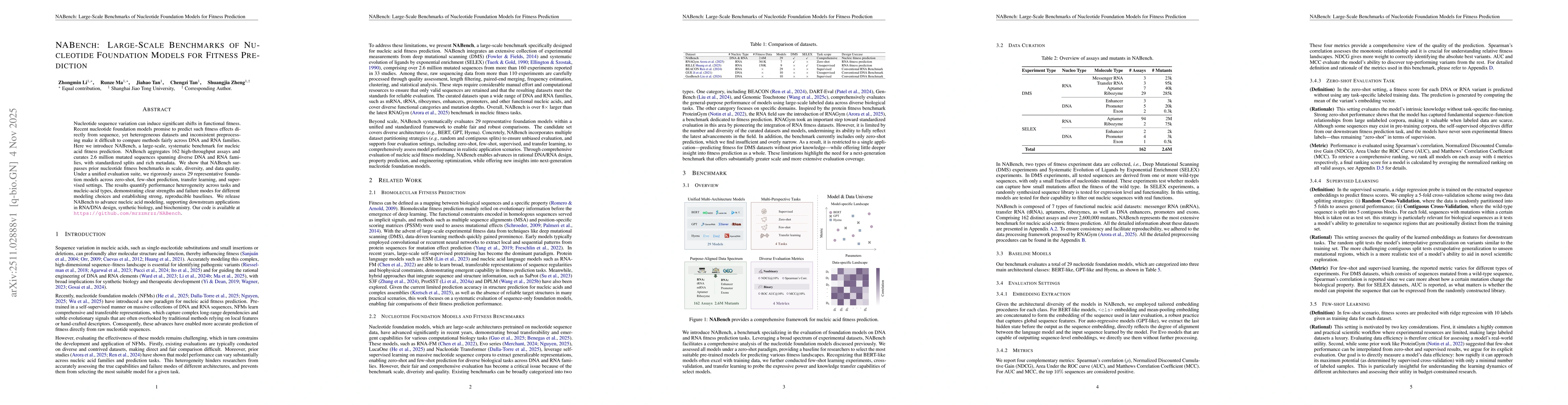Thumbnail for NABench: Large-Scale Benchmarks of Nucleotide Foundation Models for Fitness Prediction