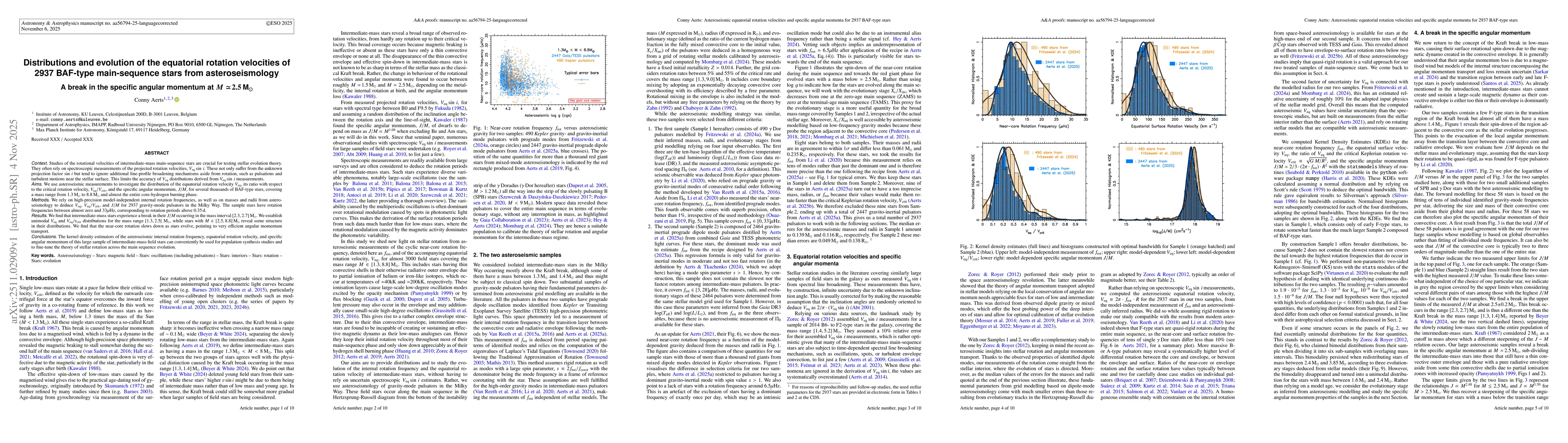 Thumbnail for Distributions and evolution of the equatorial rotation velocities of 2937 BAF-type main-sequence stars from asteroseismology