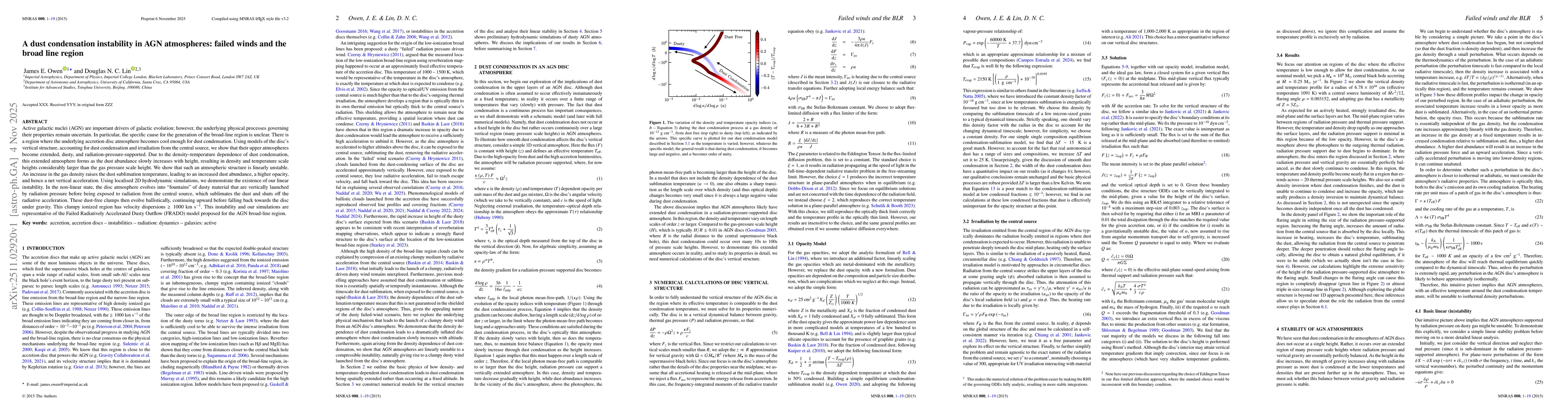 Thumbnail for A dust condensation instability in AGN atmospheres: failed winds and the broad line region