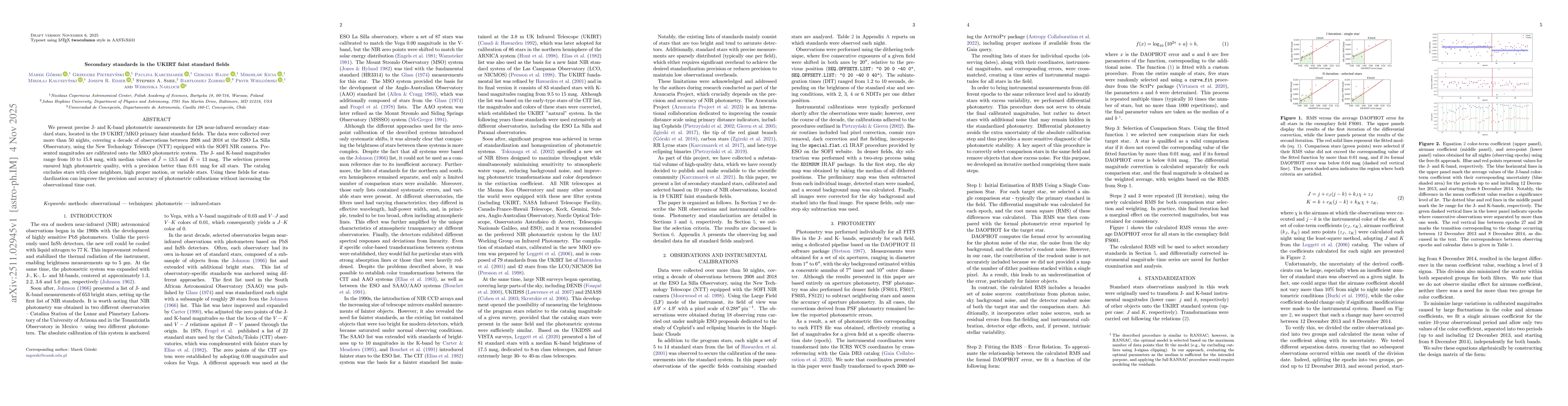 Thumbnail for Secondary standards in the UKIRT faint standard fields