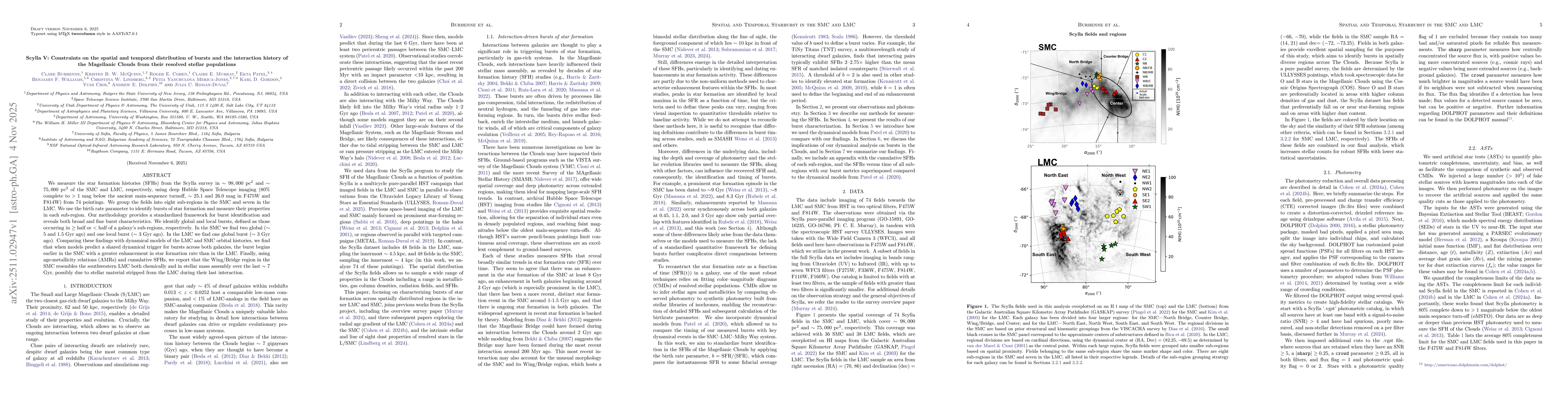 Thumbnail for Scylla V: Constraints on the spatial and temporal distribution of bursts and the interaction history of the Magellanic Clouds from their resolved stellar populations