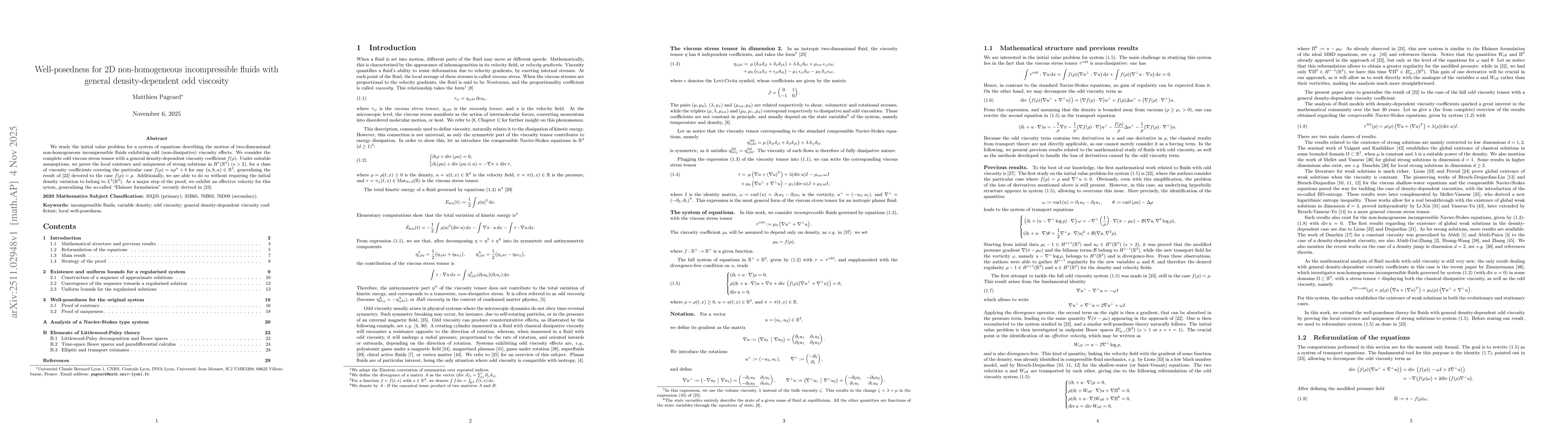 Thumbnail for Well-posedness for 2D non-homogeneous incompressible fluids with general density-dependent odd viscosity