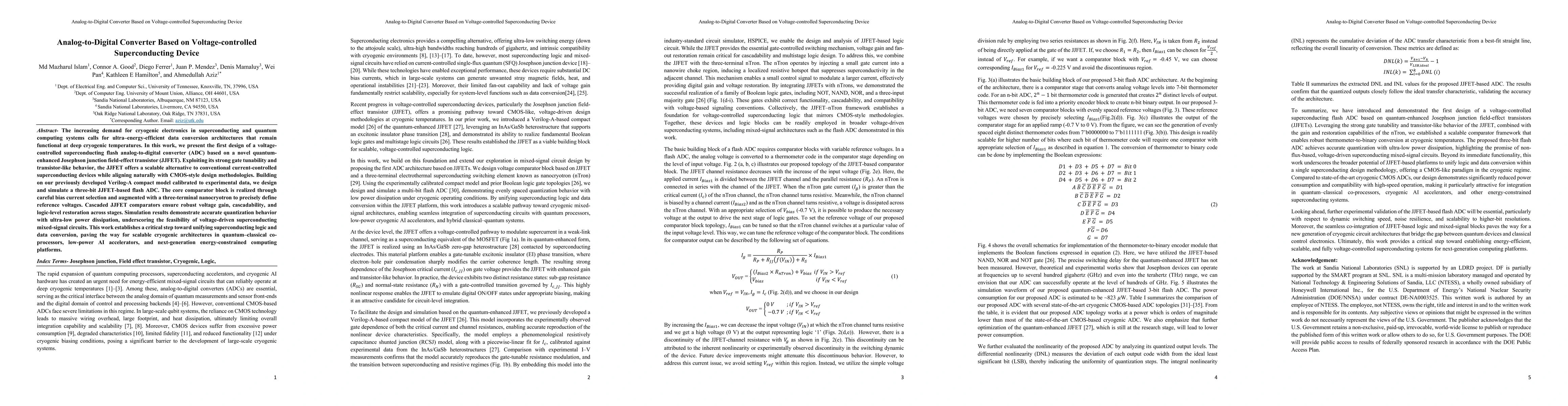 Thumbnail for Analog-to-Digital Converter Based on Voltage-controlled Superconducting Device