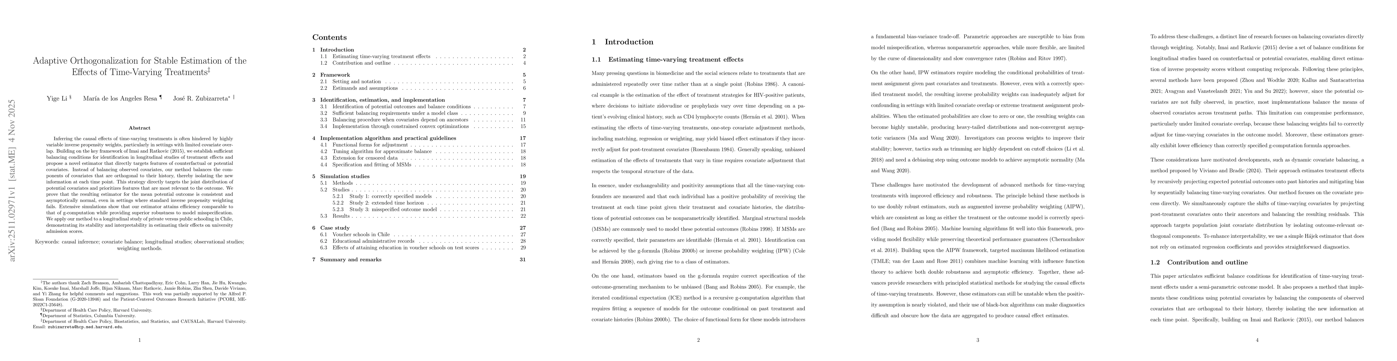 Thumbnail for Adaptive Orthogonalization for Stable Estimation of the Effects of Time-Varying Treatments