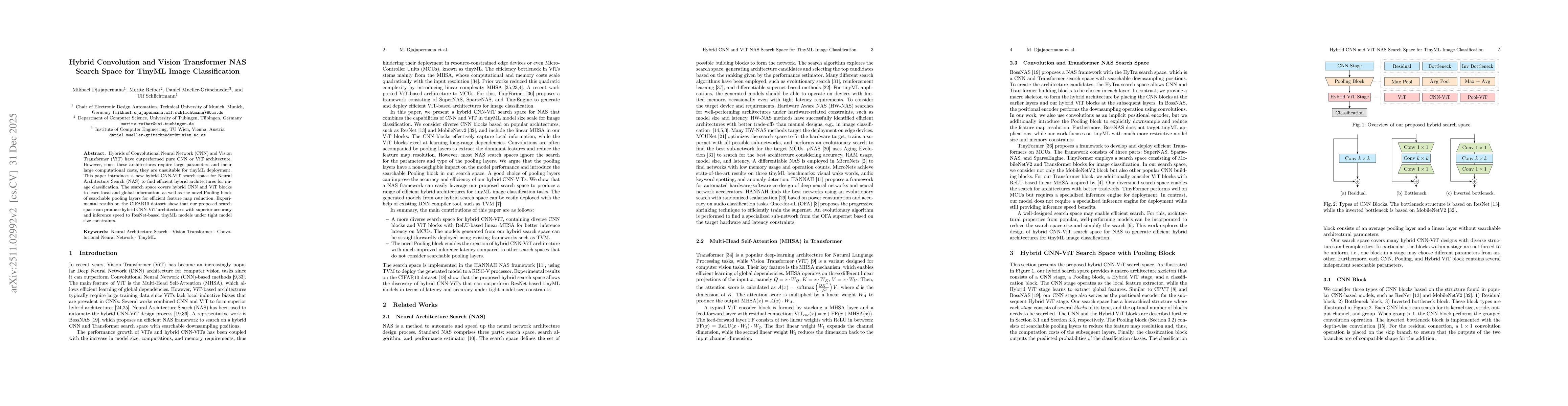 Thumbnail for Hybrid Convolution and Vision Transformer NAS Search Space for TinyML Image Classification