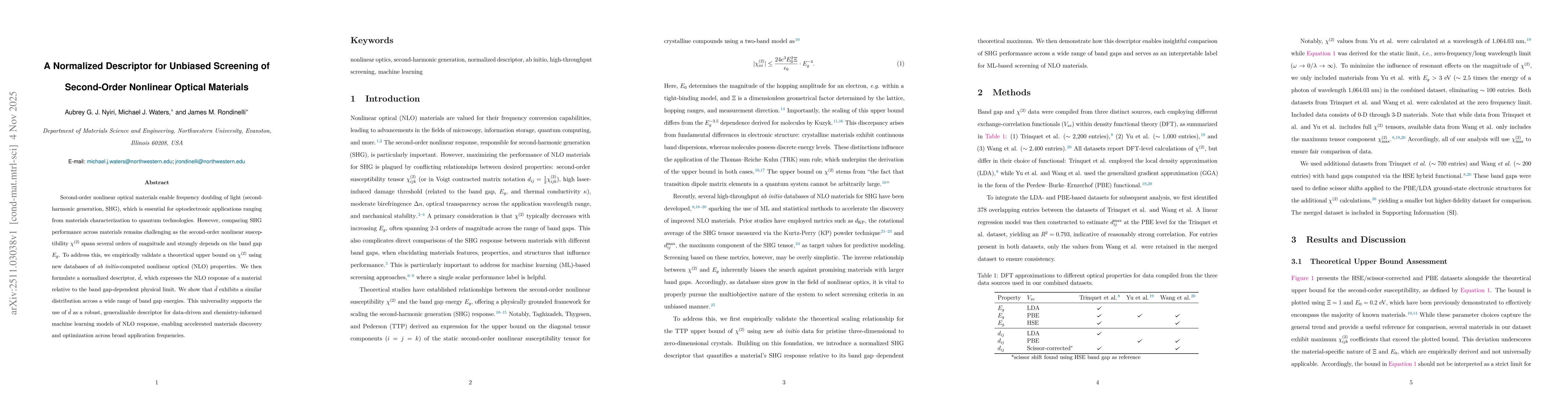 Thumbnail for A Normalized Descriptor for Unbiased Screening of Second-Order Nonlinear Optical Materials