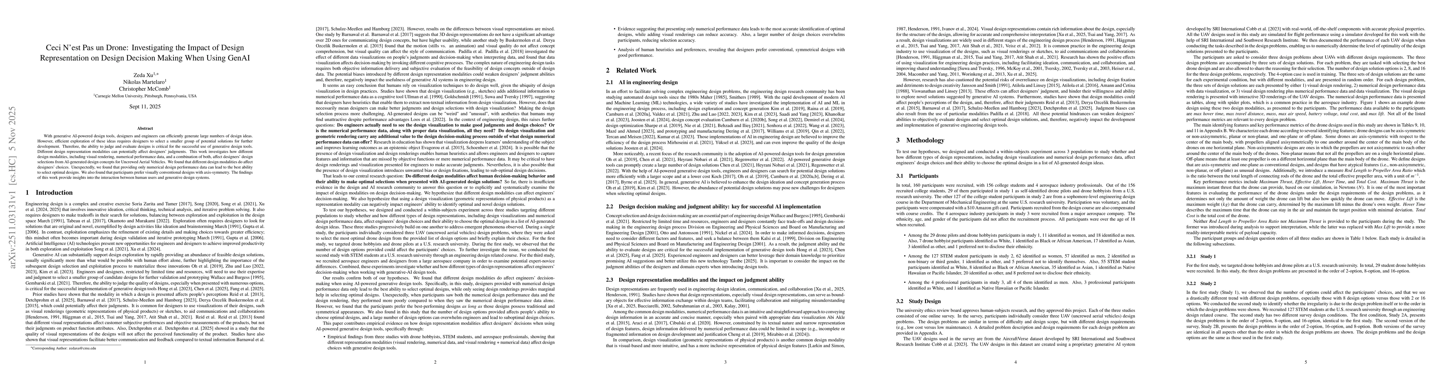 Thumbnail for Ceci N'est Pas un Drone: Investigating the Impact of Design Representation on Design Decision Making When Using GenAI