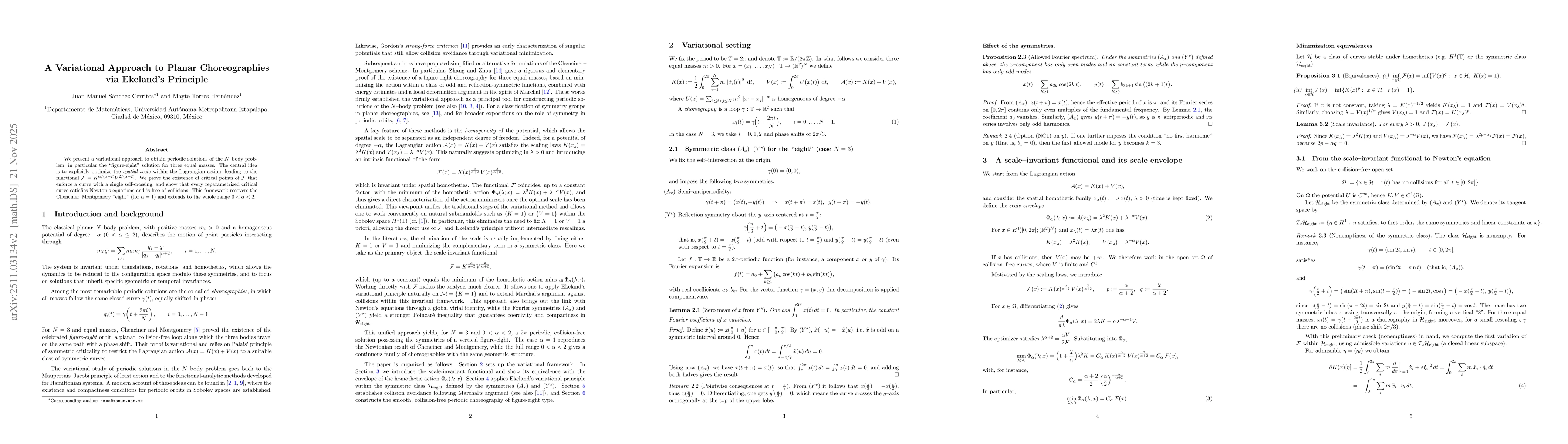Thumbnail for A Variational Approach to Planar Choreographies via Ekeland's Principle