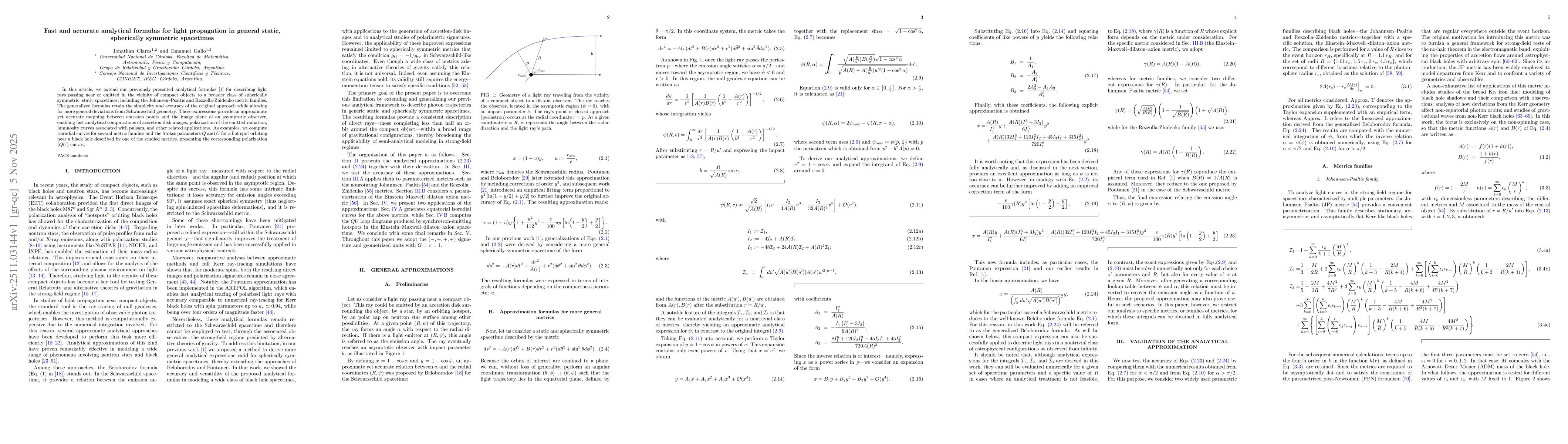 Thumbnail for Fast and accurate analytical formulas for light propagation in general static, spherically symmetric spacetimes