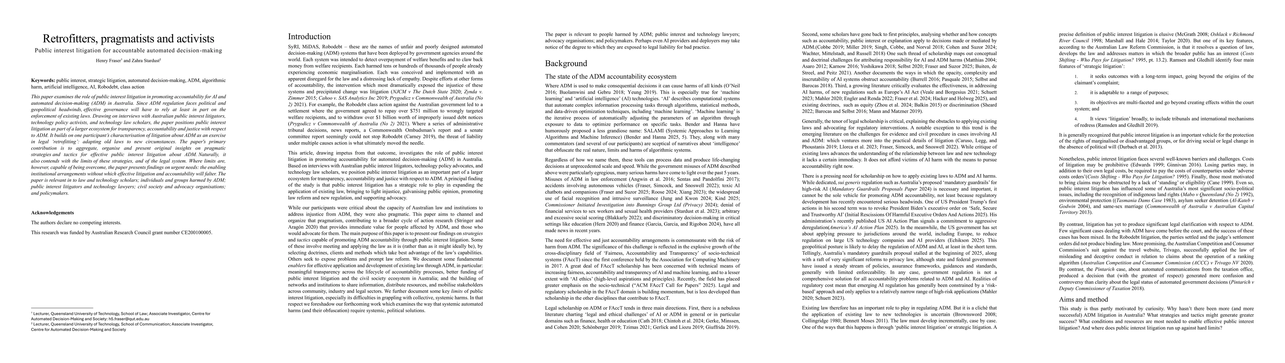 Thumbnail for Retrofitters, pragmatists and activists: Public interest litigation for accountable automated decision-making