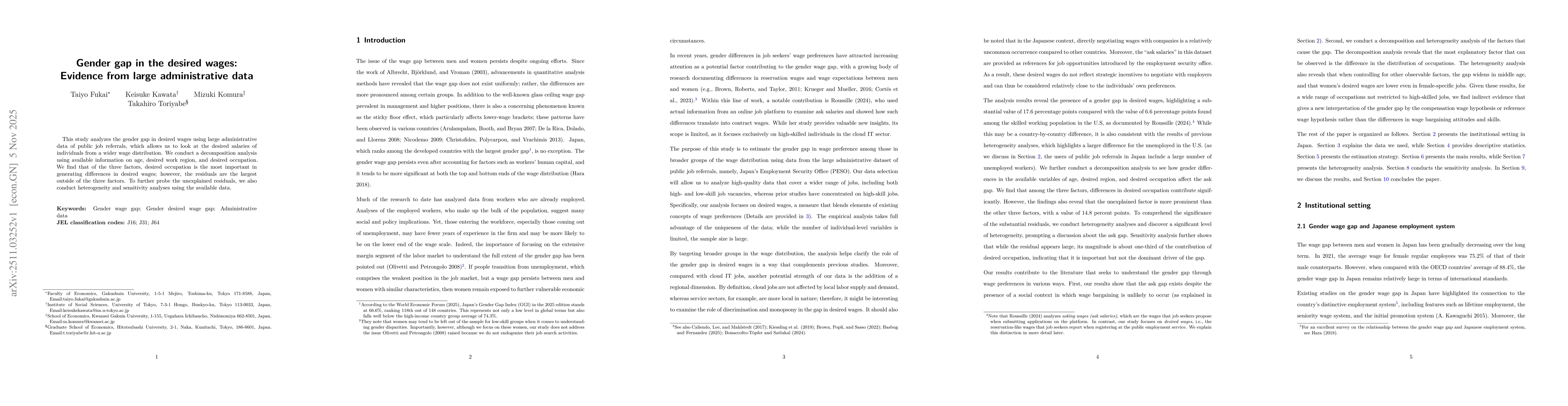 Thumbnail for Gender gap in the desired wages: Evidence from large administrative data