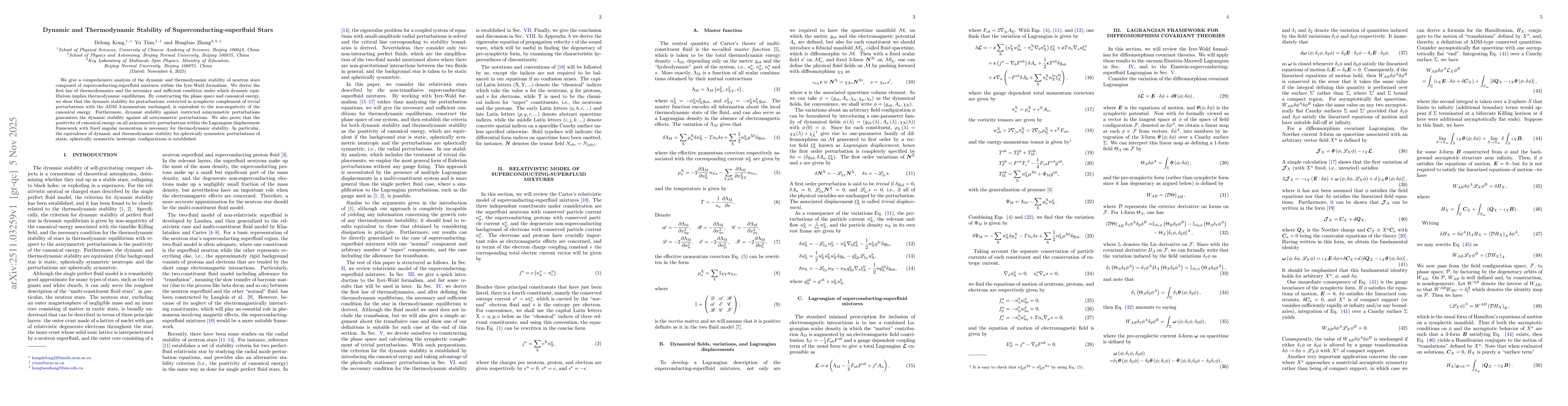 Thumbnail for Dynamic and Thermodynamic Stability of Superconducting-superfluid Stars
