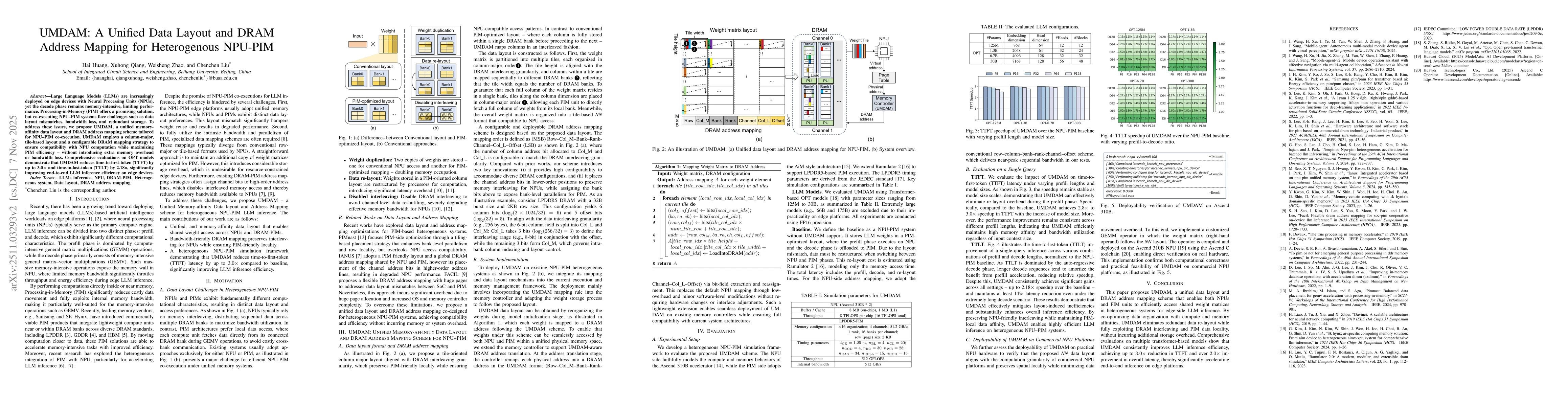 Thumbnail for UMDAM: A Unified Data Layout and DRAM Address Mapping for Heterogenous NPU-PIM