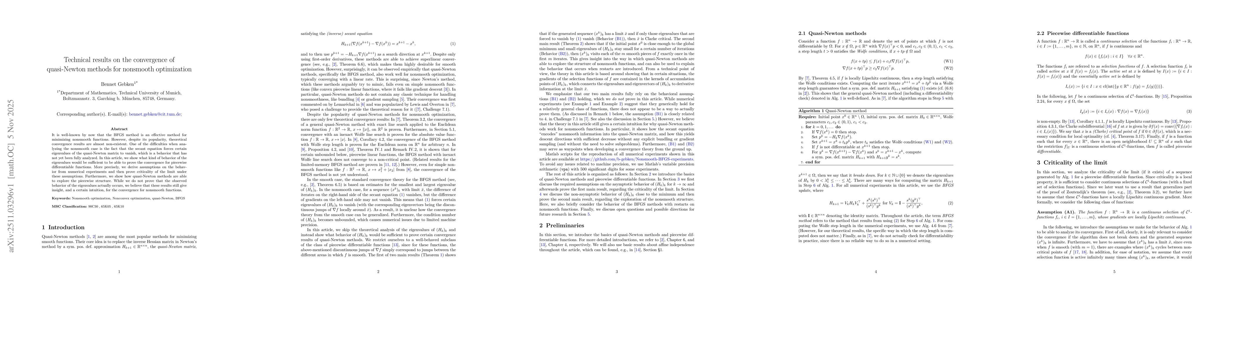 Thumbnail for Technical results on the convergence of quasi-Newton methods for nonsmooth optimization