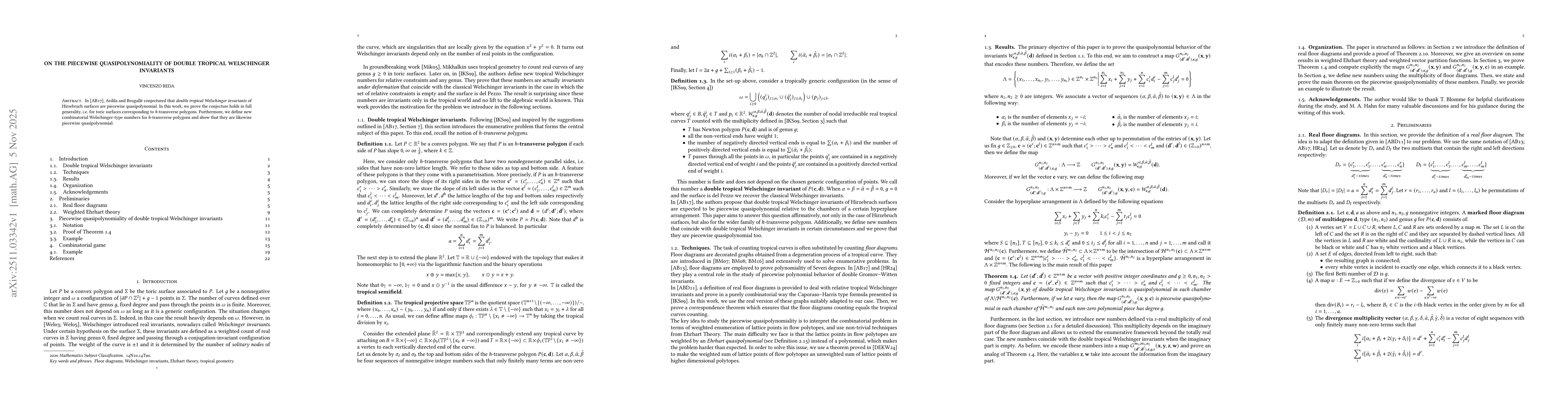 Thumbnail for On the piecewise quasipolynomiality of double tropical Welschinger invariants