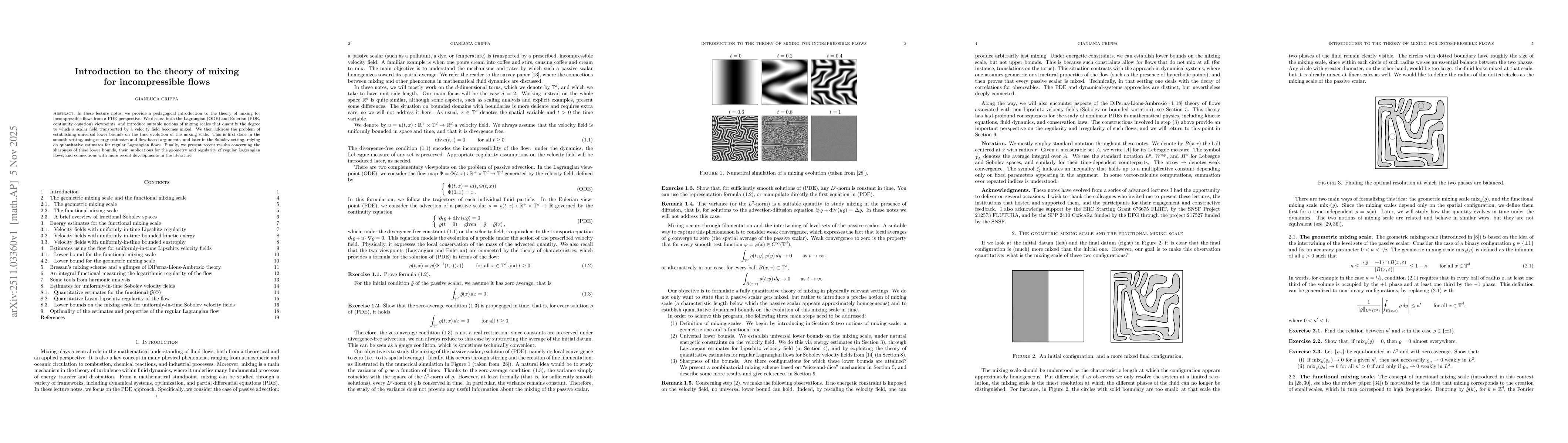 Thumbnail for Introduction to the theory of mixing for incompressible flows