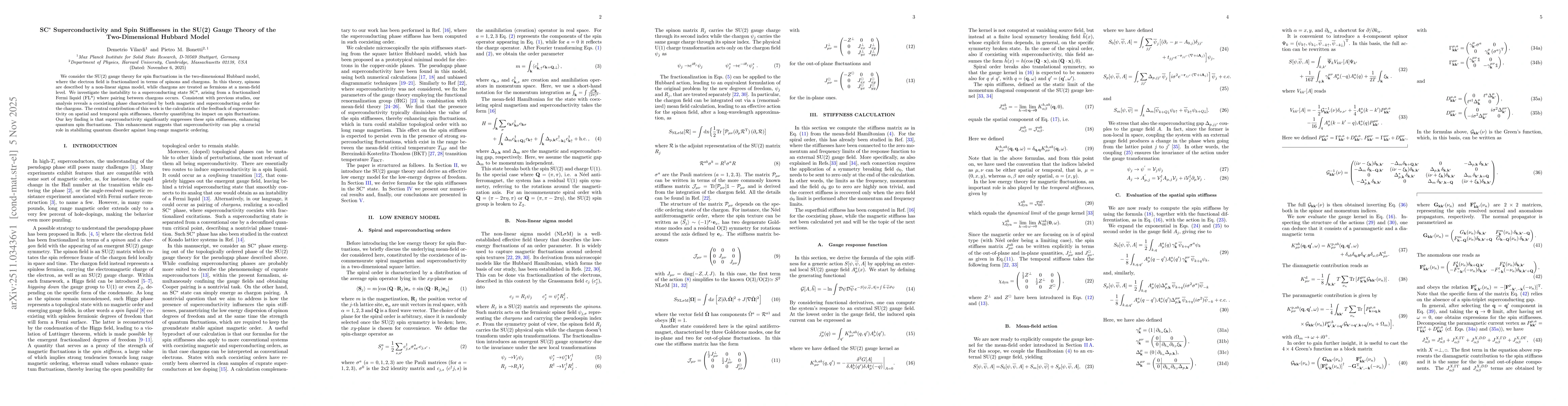 Thumbnail for SC$^*$ Superconductivity and Spin Stiffnesses in the SU(2) Gauge Theory of the Two-Dimensional Hubbard Model