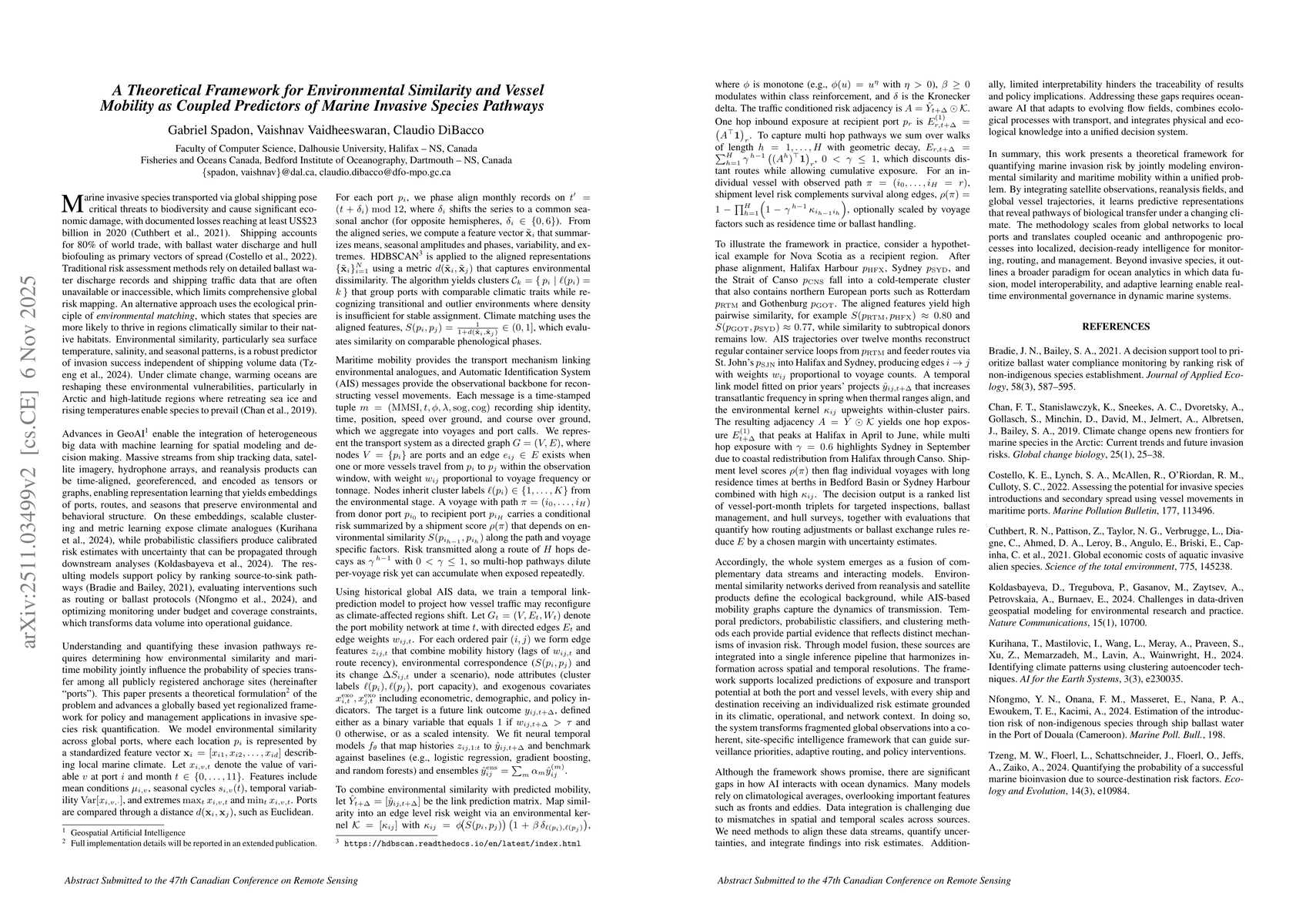 Thumbnail for A Theoretical Framework for Environmental Similarity and Vessel Mobility as Coupled Predictors of Marine Invasive Species Pathways