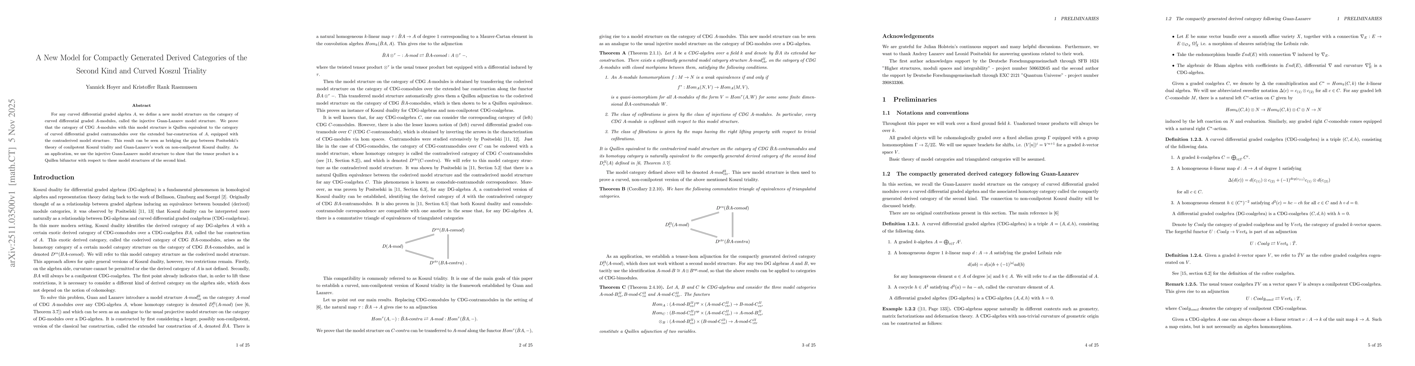 Thumbnail for A New Model for Compactly Generated Derived Categories of the Second Kind and Curved Koszul Triality
