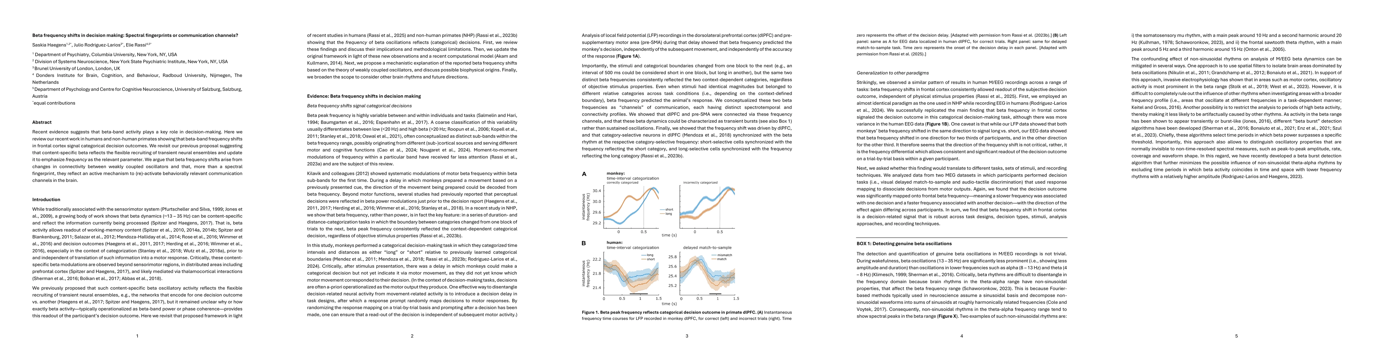 Thumbnail for Beta frequency shifts in decision making: Spectral fingerprints or communication channels?