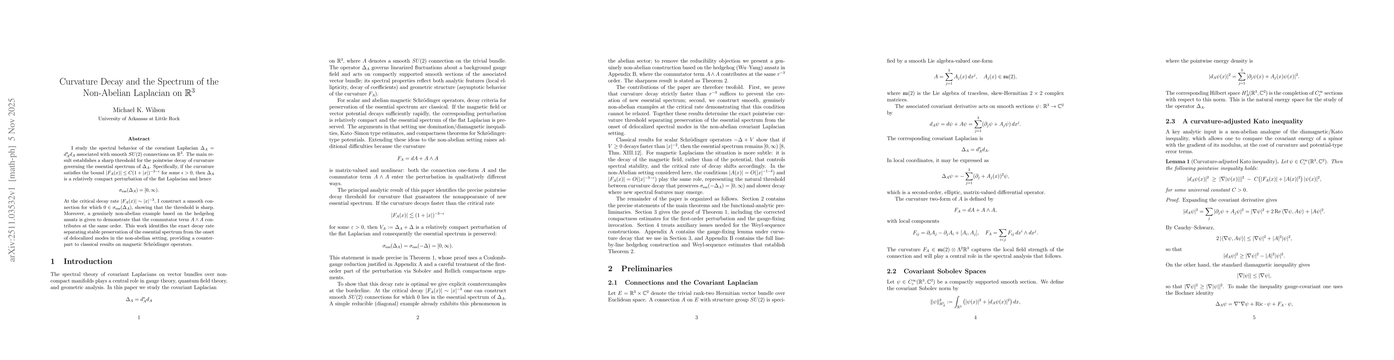 Thumbnail for Curvature Decay and the Spectrum of the Non-Abelian Laplacian on $\mathbb{R}^3$