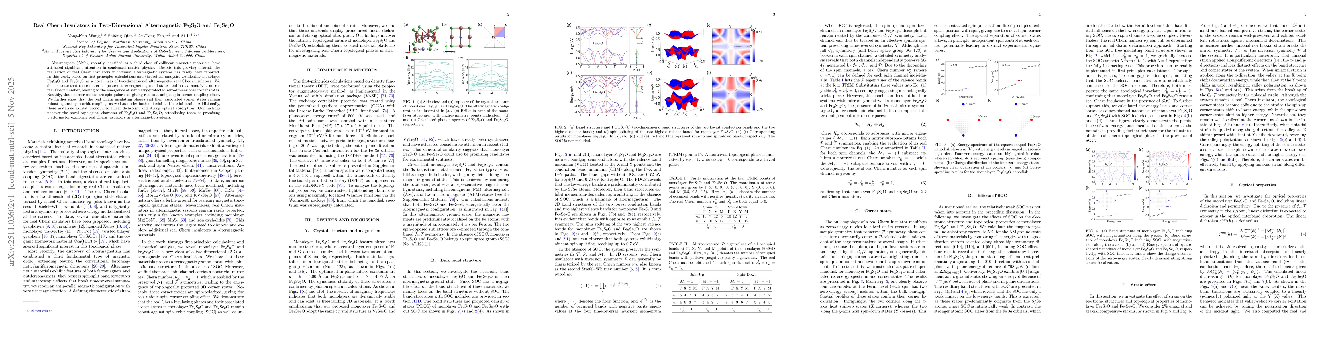 Thumbnail for Real Chern Insulators in Two-Dimensional Altermagnetic Fe$_2$S$_2$O and Fe$_2$Se$_2$O