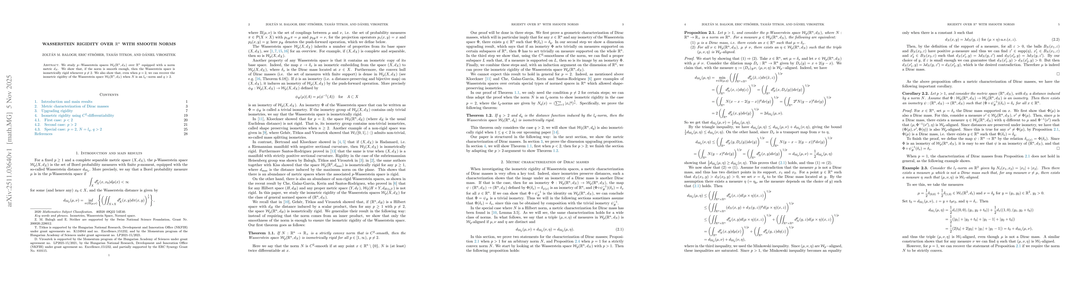 Thumbnail for Wasserstein Rigidity over $\mathbb{R}^n$ with smooth norms