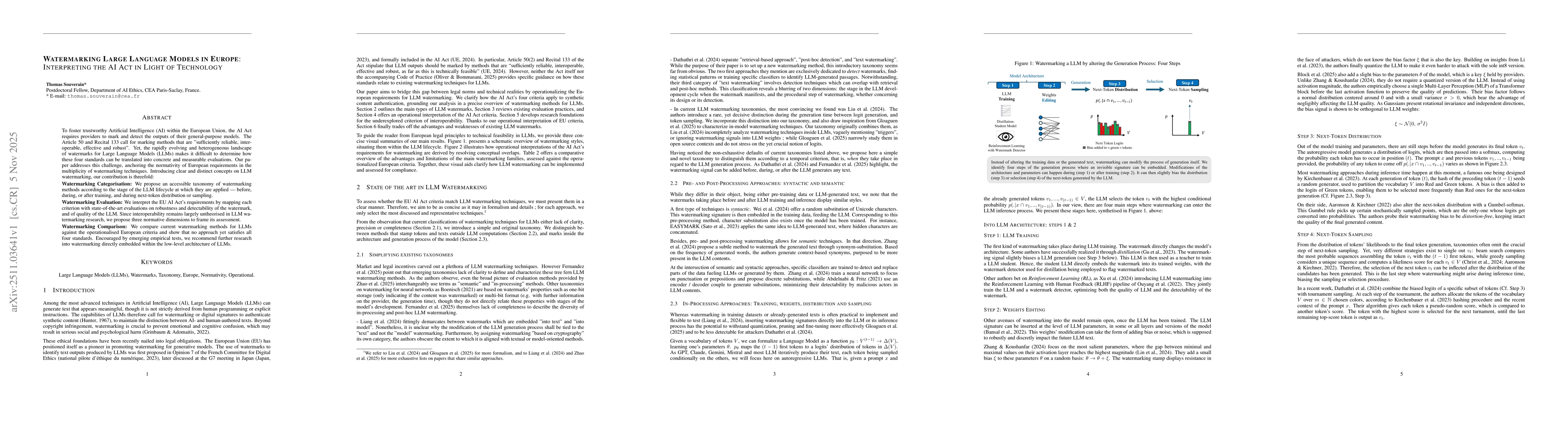Thumbnail for Watermarking Large Language Models in Europe: Interpreting the AI Act in Light of Technology
