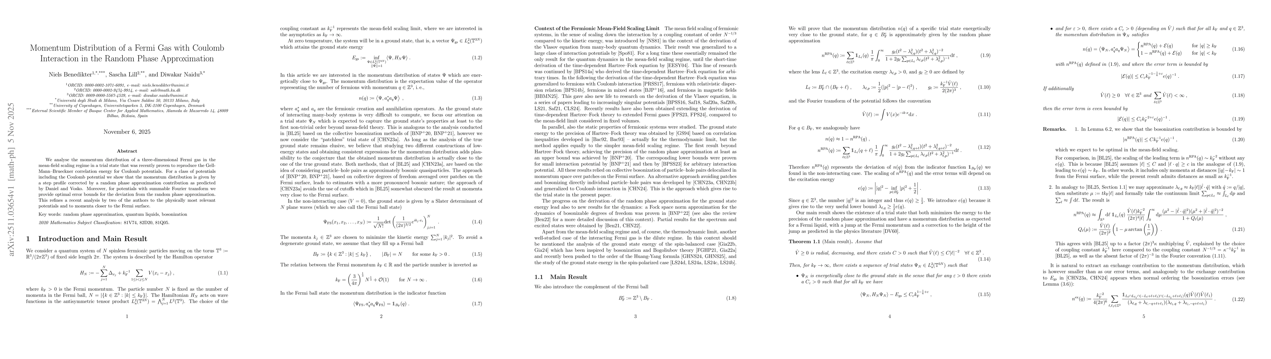 Thumbnail for Momentum Distribution of a Fermi Gas with Coulomb Interaction in the Random Phase Approximation