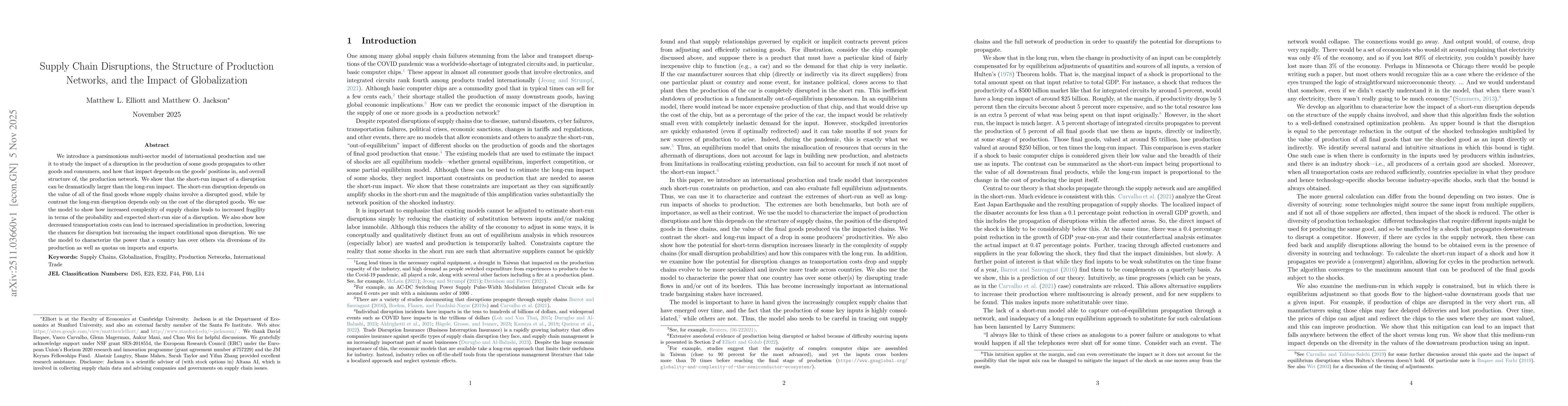 Thumbnail for Supply Chain Disruptions, the Structure of Production Networks, and the Impact of Globalization