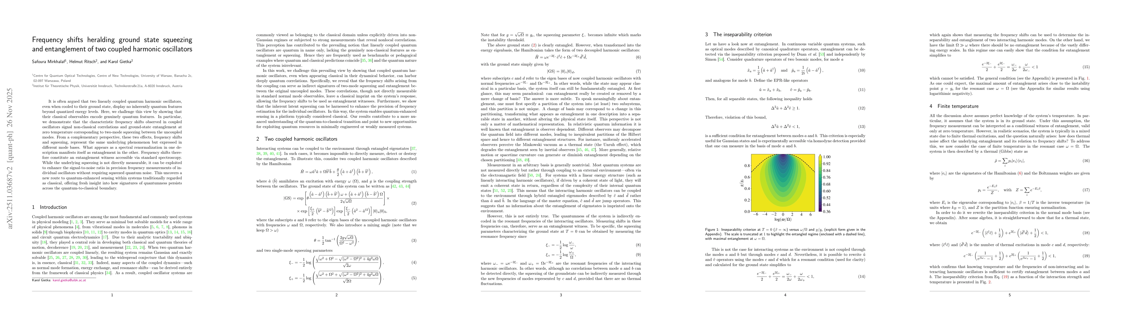 Thumbnail for Frequency shifts heralding ground state squeezing and entanglement of two coupled harmonic oscillators
