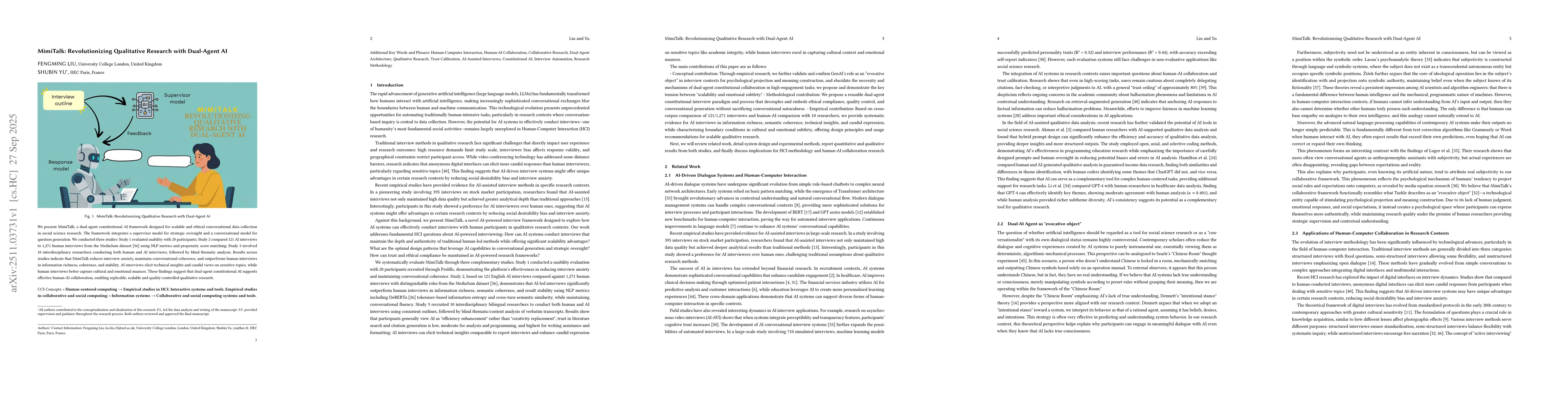 Thumbnail for MimiTalk: Revolutionizing Qualitative Research with Dual-Agent AI