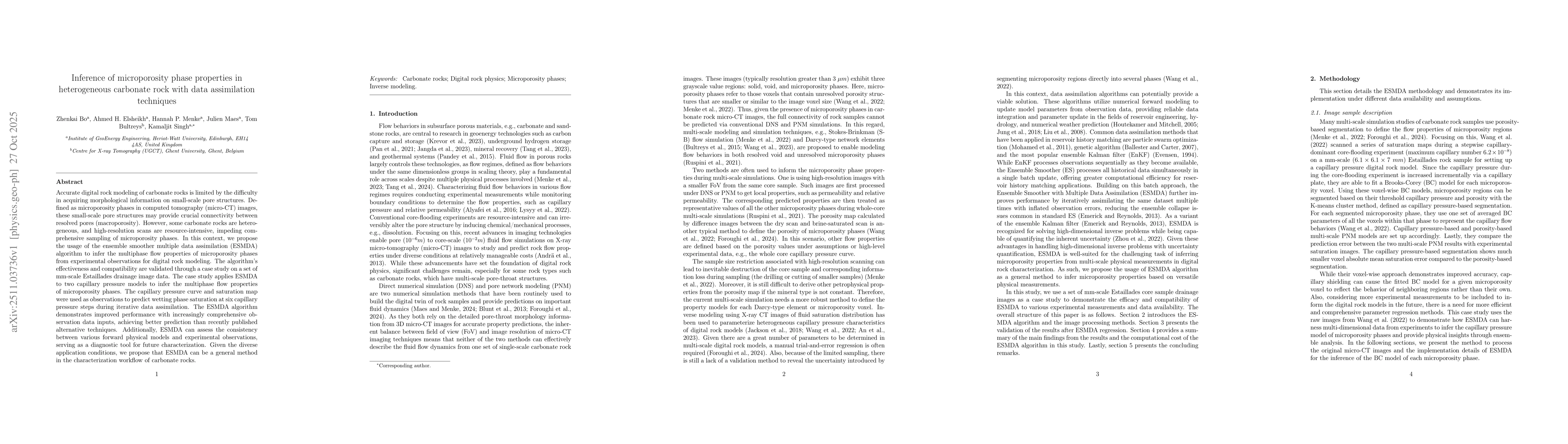 Thumbnail for Inference of microporosity phase properties in heterogeneous carbonate rock with data assimilation techniques