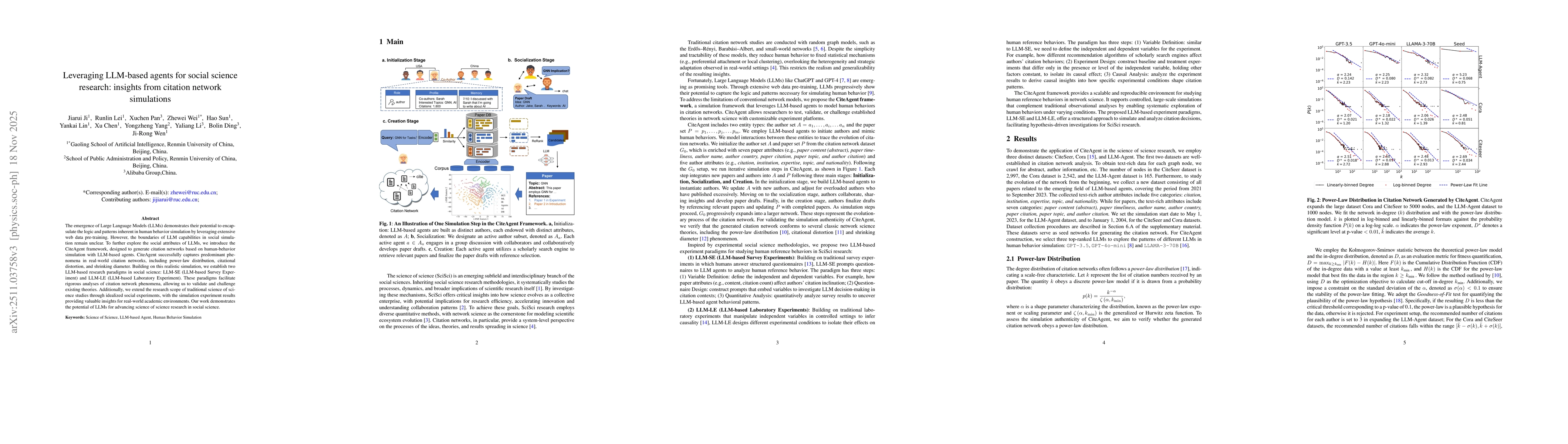 Thumbnail for Leveraging LLM-based agents for social science research: insights from citation network simulations