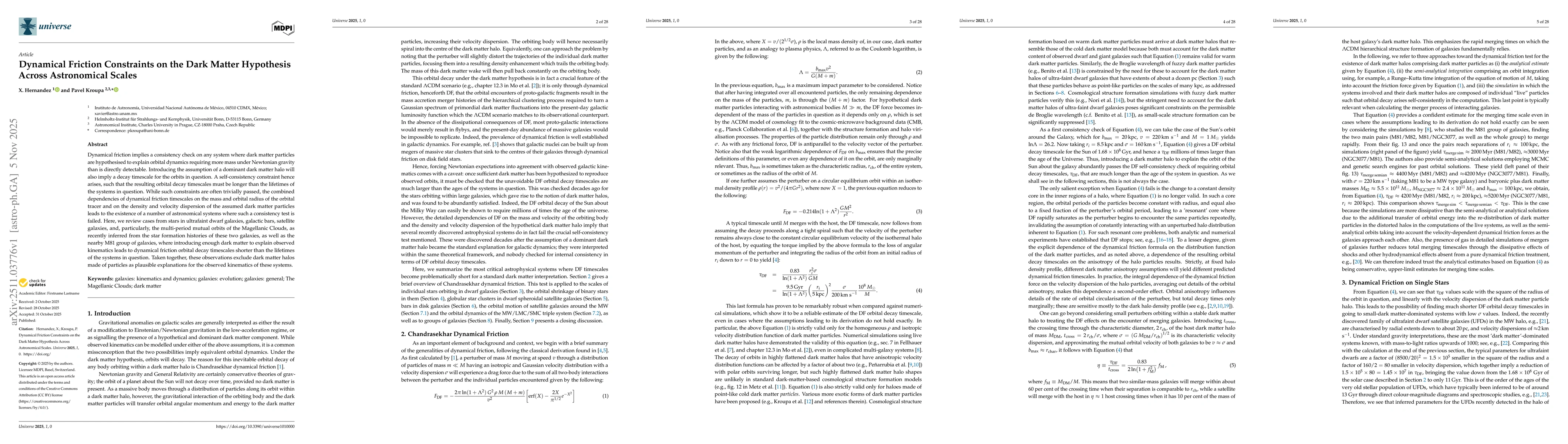 Thumbnail for Dynamical Friction Constraints on the Dark Matter Hypothesis Across Astronomical Scales