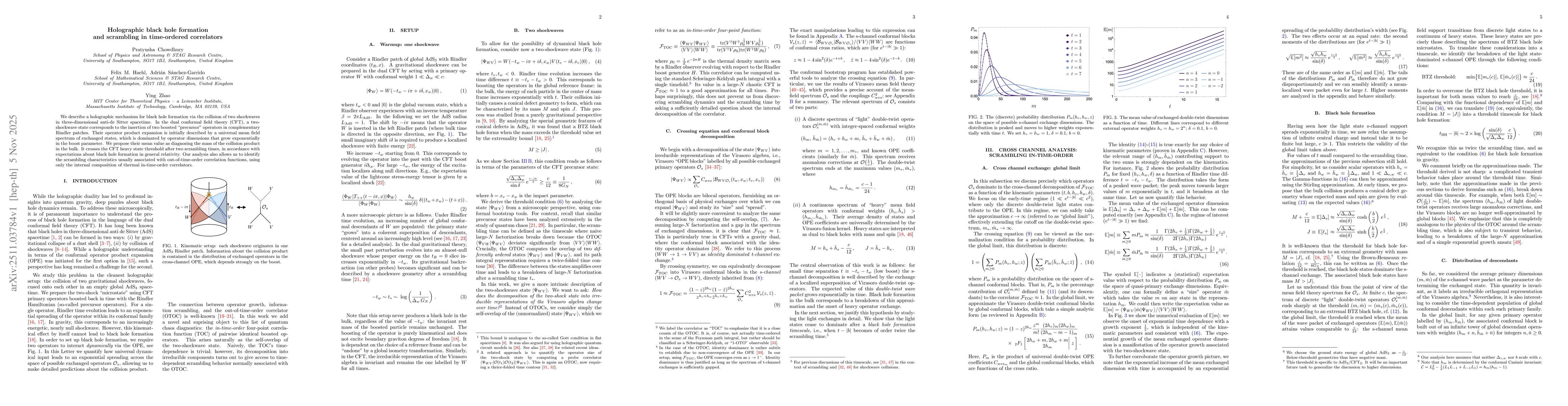 Thumbnail for Holographic black hole formation and scrambling in time-ordered correlators