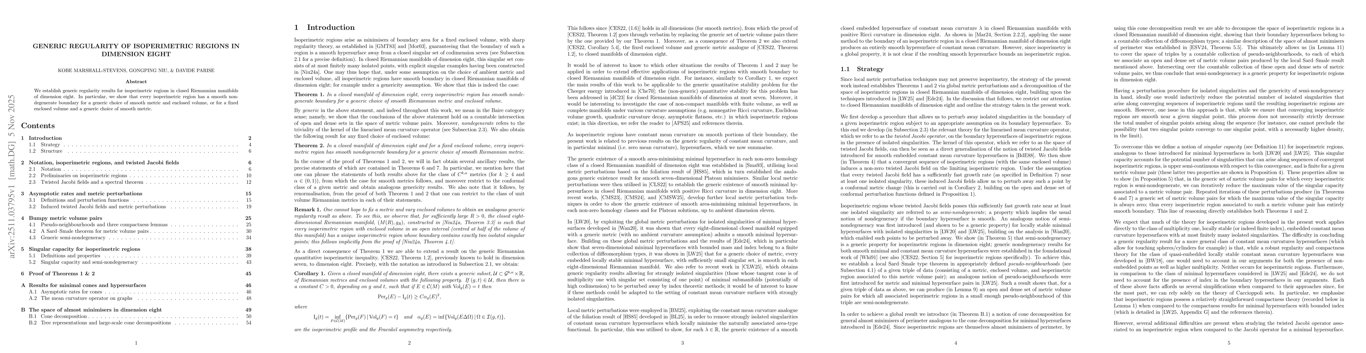 Thumbnail for Generic regularity of isoperimetric regions in dimension eight