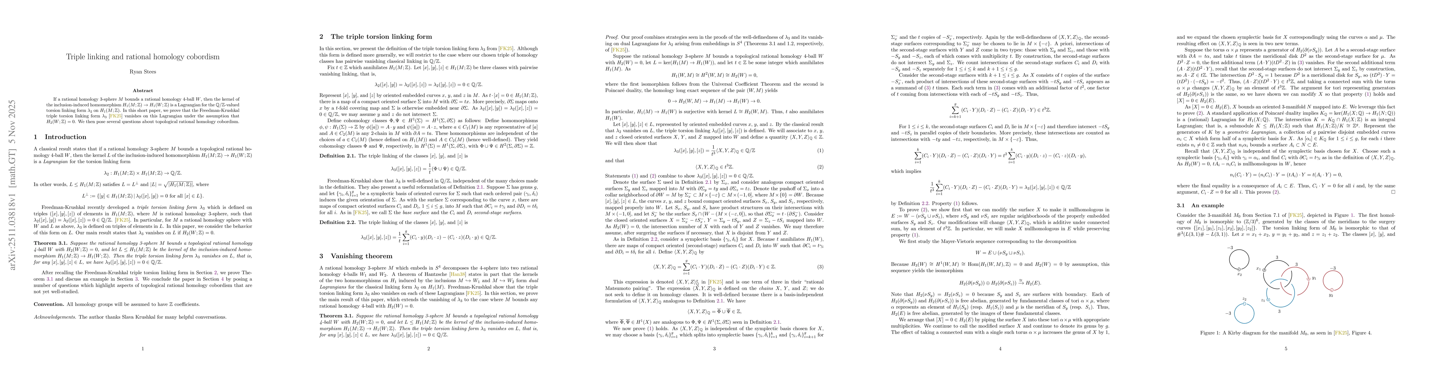 Thumbnail for Triple linking and rational homology cobordism