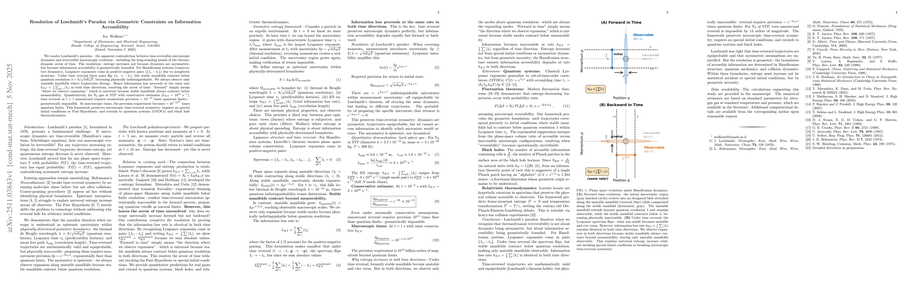 Thumbnail for Resolution of Loschmidts Paradox via Geometric Constraints on Information Accessibility